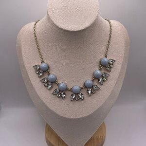 Aeropostale Women's Cuboc Zirconia Teardrop Blue Pearl Statement Necklace